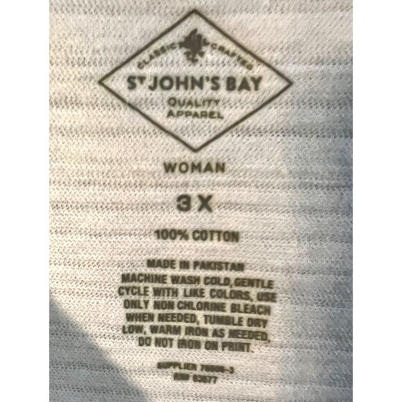 St. John's Bay Women's 3X White Button-Down Cotton Blouse With Front Pockets - Picture 2 of 4